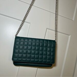 Mossimo Quilted Crossbody Shoulder Bag Purse Metal Chain Emerald Dark green